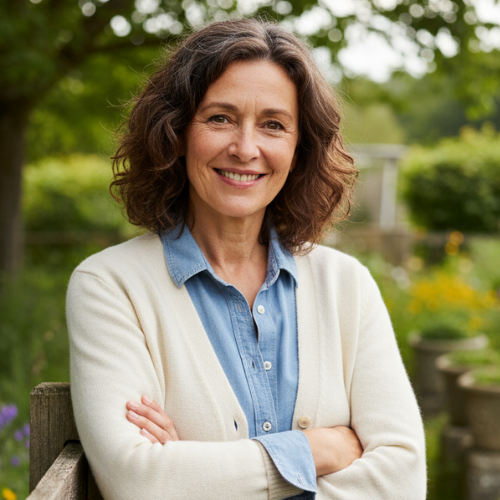 Portrait von Petra Fischer, Rentnerin in der Aktivrente, arbeitet zwei Tage pro Woche